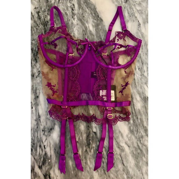 Honey Birdette $170 NWT Madison 32G Amethyst Corset Bra Top NEW - Picture 5 of 5
